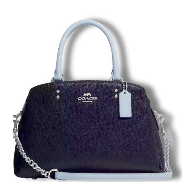 COACH Midnight and Light Blue Leather Mini Lillie Crossbody Silver Accents NWT - Picture 6 of 10